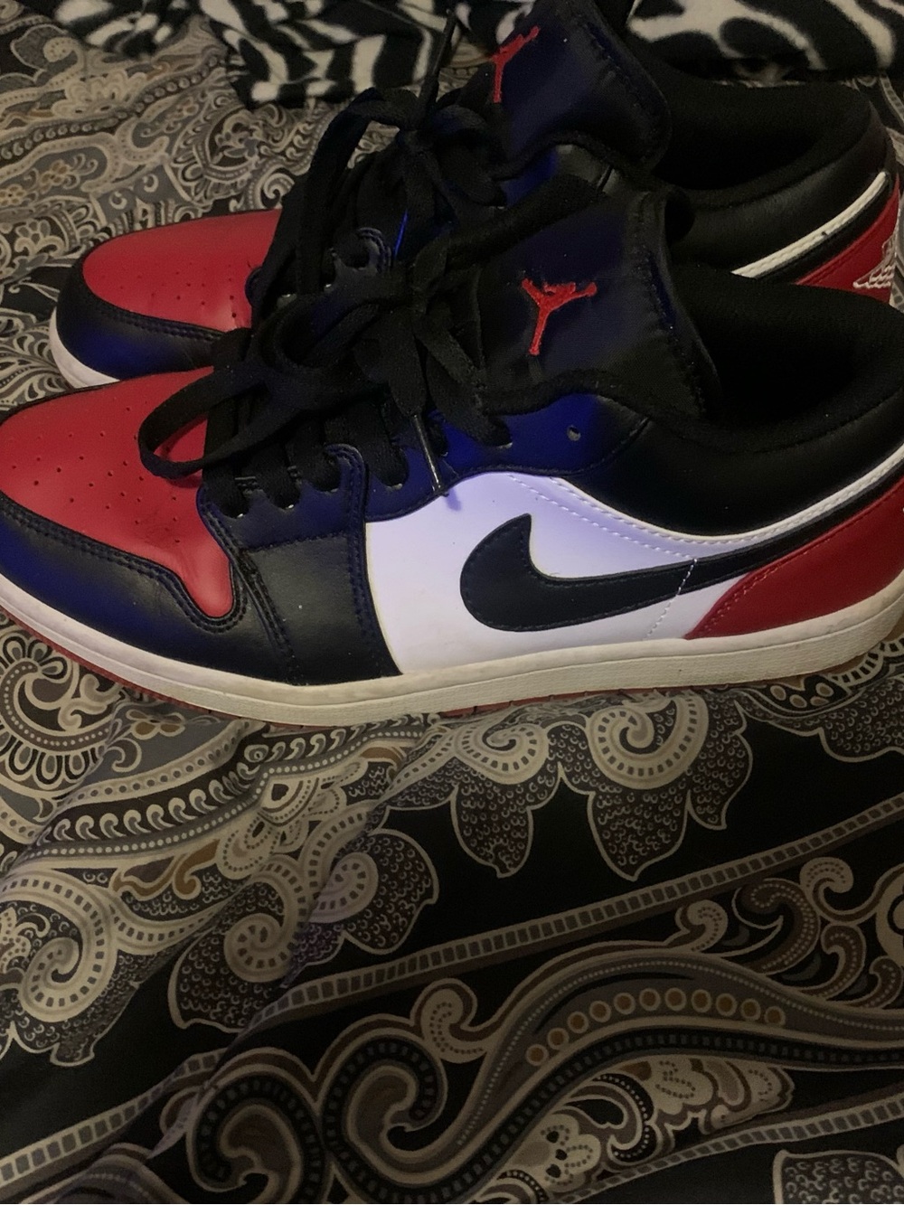 Jordan Black, Red and White Low-Top Sneaker